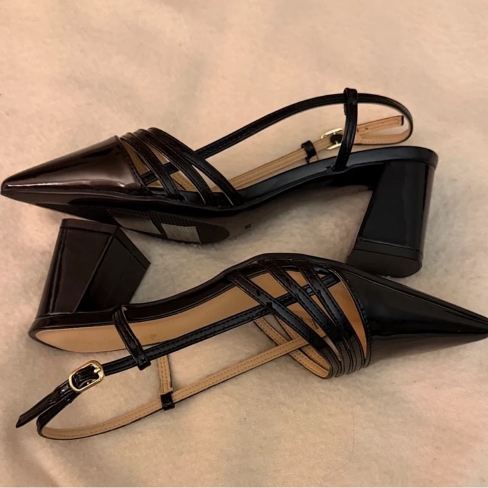 BAMBOO Black Strappy Block Heels